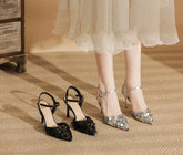 LBSFY  - 2024 6cm 8cm Summer Women's heels Sequin buckle stilettos  PROM Party high-heeled sandals Comfortable women's  Graduation Heels